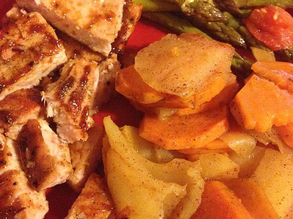 Grilled Sweet Potatoes with Apples