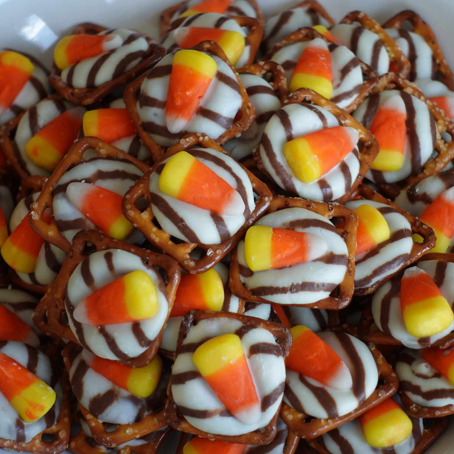 ChocolateCandy Corn Pretzel Bites
